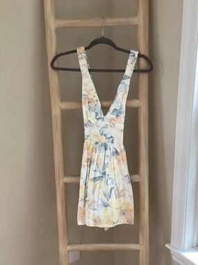 Abercrombie & Fitch Cream Floral Mini Dress with Yellow & Blue Accents